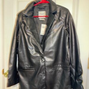 Women's Black Faux Leather Blazer